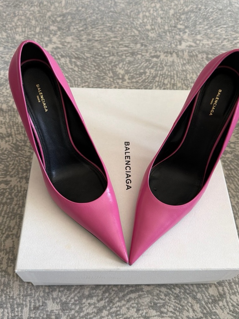 Balenciaga Hot Pink Pointed Toe Leather Stiletto Pumps